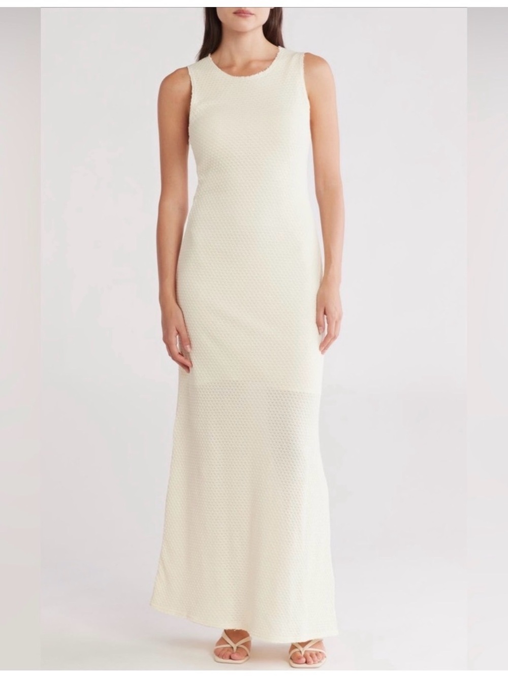 rag & bone Carine Cream Textured knit Sleeveless Maxi Dress